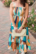 Priyavil Smocked Ruffle Tiered Geometric Printed Cami Dress