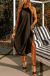 Priyavil Solid Curve Hem Cami Maxi Holiday Dress