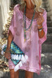 Priyavil Short Sleeve Hollow Out Printed Dress
