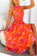 Backless Cut Out Slit Floral Maxi Flowy Dress