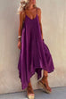 Priyavil V Neck Irregular Hem Swing Cami Beach Dress