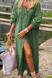 Priyavil 3/4 Sleeve Button Down Oversized Maxi Shirt Dress