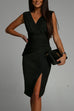 Priyavil Sleeveless High Waist Ruched Slit Pencil Dress