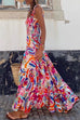 Priyavil Printed Smocked Ruffle Flowy Maxi Cami Holiday Dress