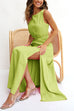 Priyavil Sleeveless Cut Out Waist High Slit Maxi Swing Dress