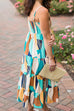 Priyavil Smocked Ruffle Tiered Geometric Printed Cami Dress