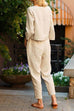 Priyavil Long Sleeve Top and Tapered Pants Solid Set