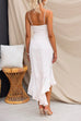 Wrap V Neck Ruffle Trim High Low Hem Cami Party Dress