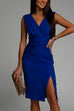 Priyavil Sleeveless High Waist Ruched Slit Pencil Dress