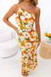 Priyavil One Shoulder High Waist Mermaid Floral Cami Dress