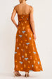 Ruched Spagehetti Strap Pocketed A-line Printed Maxi Dress