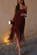 Priyavil Layered Fringe Tassle Cami Party Dress