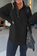 Priyavil Stand Collar Button Up Curve Hem Sweatshirt with Thumb Hole