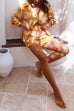 Priyavil Tropic Printed Long Sleeves Blouse Shirt Elastic Waist Shorts Loungewear Set