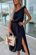 Priyavil Tie Knot One Shoulder Sleeveless Waisted Slit Dress