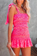 Priyavil Frilled Tie Shoulder Smocked Ruffle Mini Dress