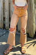 Priyavil Ripped Cut Out Raw Hem Straight Leg Jeans