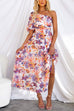 One Shoulder Puff Sleeve Waisted Floral Midi Swing Dress
