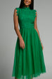 Priyavil Sleeveless Lace Splice Waisted Mesh Dress
