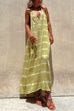Priyavil Halter V Neck Backless Tie Dye Maxi Holiday Dress