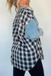 Priyavil Button Up Pocketed Plaid Splice Shacket