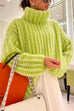 Priyavil Turtleneck Drop Shoulder Fluffy Pullover Sweater