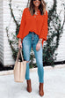 Priyavil Buttons V Neck Side Split Waffle Knit Sweater