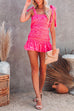 Priyavil Frilled Tie Shoulder Smocked Ruffle Mini Dress