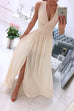 Priyavil  Wrap V Neck Side Split Ruched Sleeveless Party Dress