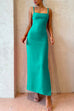 Cut Out Waist Backless Side Split Cami Maxi Party Dress