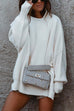 Priyavil Crewneck Side Split Ribbed Knit Casual Sweater