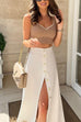 Priyavil Button Up Slit A-line Midi Skirt