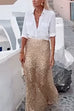 High Waist Sparkle Sequin Maxi Skirt