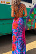 Priyavil Criss Cross Backless Tie Dye Maxi Cami Dress