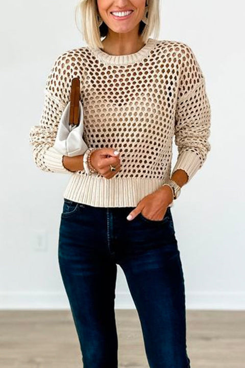 Priyavil Crewneck Hollow Out Knitting Top