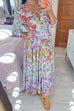 Priyavil Deep V Neck High Waist Pockets Floral Maxi Swing Dress