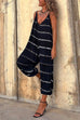 Priyavil V Neck Stripes Tie Dye Cropped Cami Romper