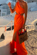 One Shoulder Cut Out Waist Sunset Hour Perfect Maxi Dress