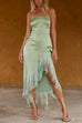 Priyavil Tie Knot Backless Irregular Tassel Cami Dress