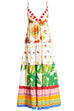 Priyavil V Neck Tiered Mixed Picnic Maxi Cami Dress