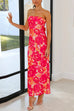 Priyavil Strapless Off Shoulder Backless Printed Maxi Party Dress