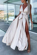 Priyavil One Dress Three Ways Tie Waist High Slit Maxi Party Dress