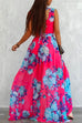 Priyavil Halter Wrap V Neck Waisted High Slit Printed Maxi Holiday Dress