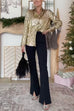 Long Sleeves Button Down Sequin Blouse Shirt