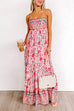 Priyavil Lace Up Backless High Waist Floral Maxi Cami Holiday Dress