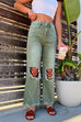 Priyavil Ripped Cut Out Raw Hem Straight Leg Jeans