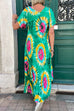 Priyavil V Neck Short Sleeve Tie Dye Maxi Swing Dress