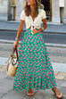 Priyavil High Waist Printed Maxi Ruffle Swing Skirt