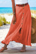 Priyavil Button Down Cotton Linen A-line Maxi Skirt