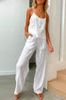 Priyavil Cotton Linen Cami Top Wide Leg Pants Loungewear Set